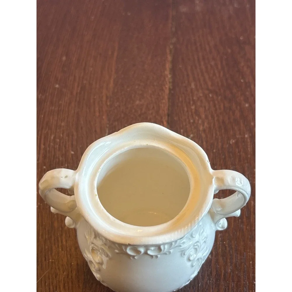 National Potteries Co Vintage White Ceramic Sugar Bowl with Lid Made in Japan